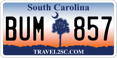 SC license plate BUM857