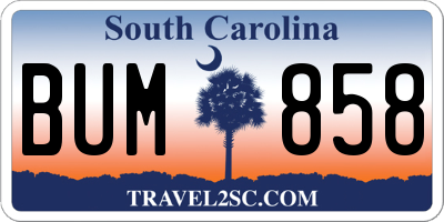 SC license plate BUM858