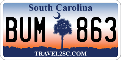 SC license plate BUM863