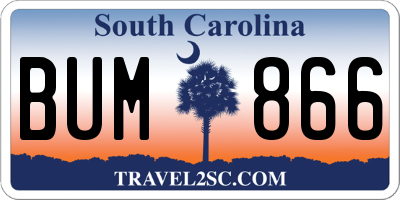 SC license plate BUM866