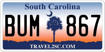 SC license plate BUM867