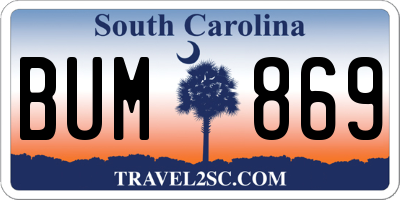 SC license plate BUM869