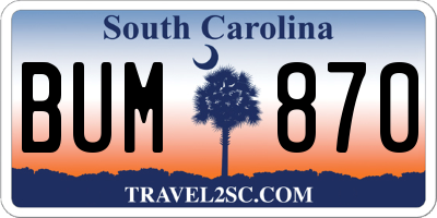 SC license plate BUM870