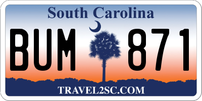 SC license plate BUM871