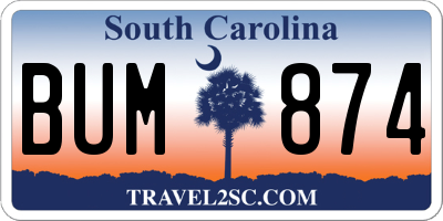 SC license plate BUM874