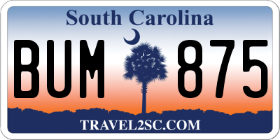 SC license plate BUM875