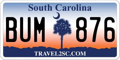 SC license plate BUM876