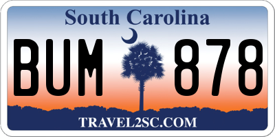 SC license plate BUM878
