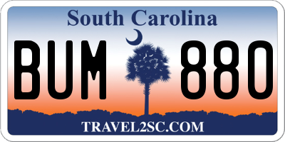 SC license plate BUM880
