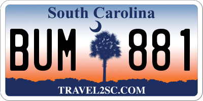 SC license plate BUM881