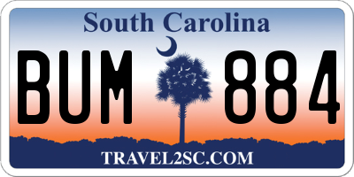 SC license plate BUM884