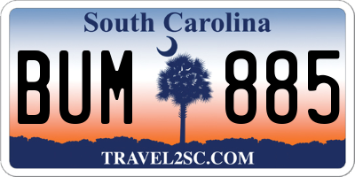 SC license plate BUM885