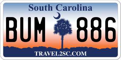 SC license plate BUM886