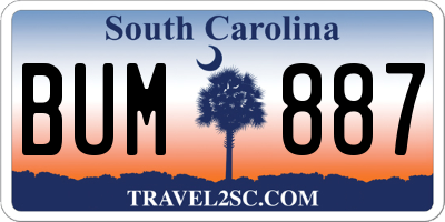 SC license plate BUM887