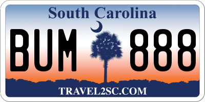 SC license plate BUM888