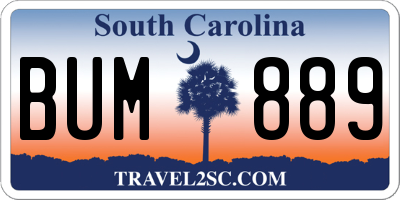 SC license plate BUM889