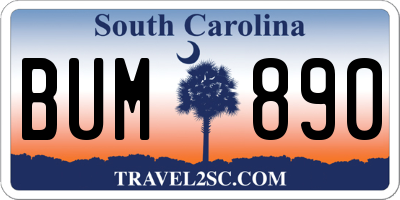SC license plate BUM890