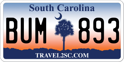 SC license plate BUM893