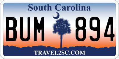 SC license plate BUM894
