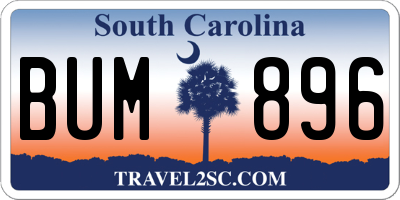SC license plate BUM896