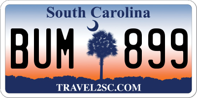 SC license plate BUM899