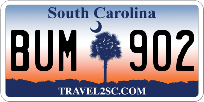 SC license plate BUM902
