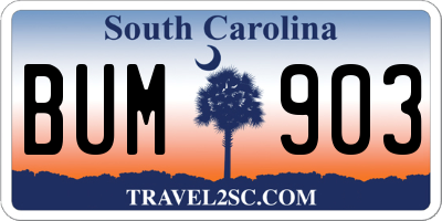 SC license plate BUM903