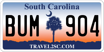 SC license plate BUM904