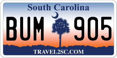 SC license plate BUM905