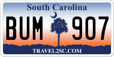 SC license plate BUM907