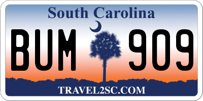 SC license plate BUM909
