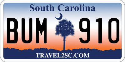 SC license plate BUM910