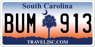 SC license plate BUM913