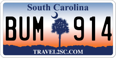 SC license plate BUM914