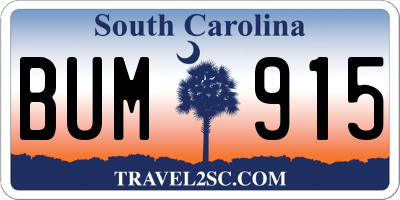 SC license plate BUM915