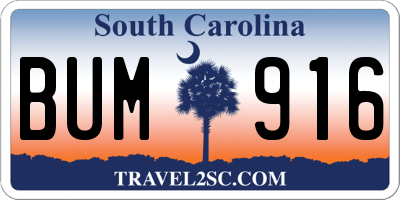 SC license plate BUM916