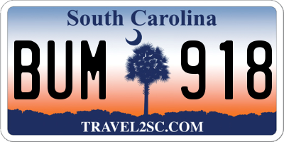 SC license plate BUM918