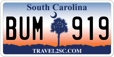 SC license plate BUM919
