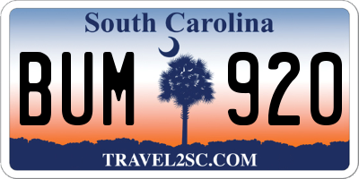 SC license plate BUM920