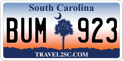 SC license plate BUM923