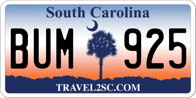 SC license plate BUM925