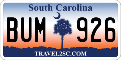 SC license plate BUM926
