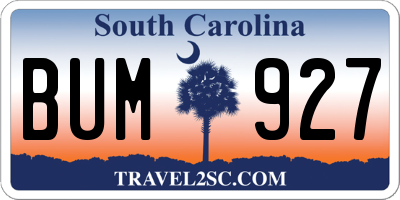 SC license plate BUM927