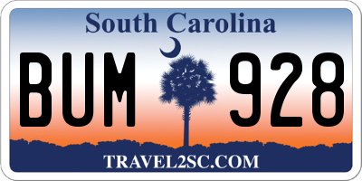SC license plate BUM928