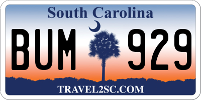 SC license plate BUM929