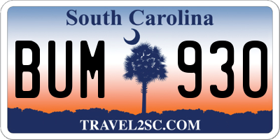SC license plate BUM930