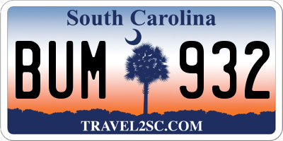 SC license plate BUM932