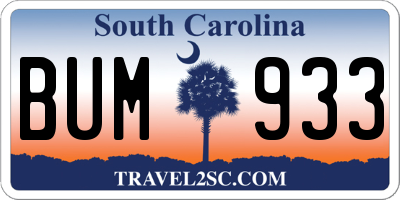 SC license plate BUM933