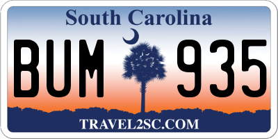 SC license plate BUM935
