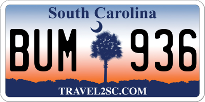 SC license plate BUM936